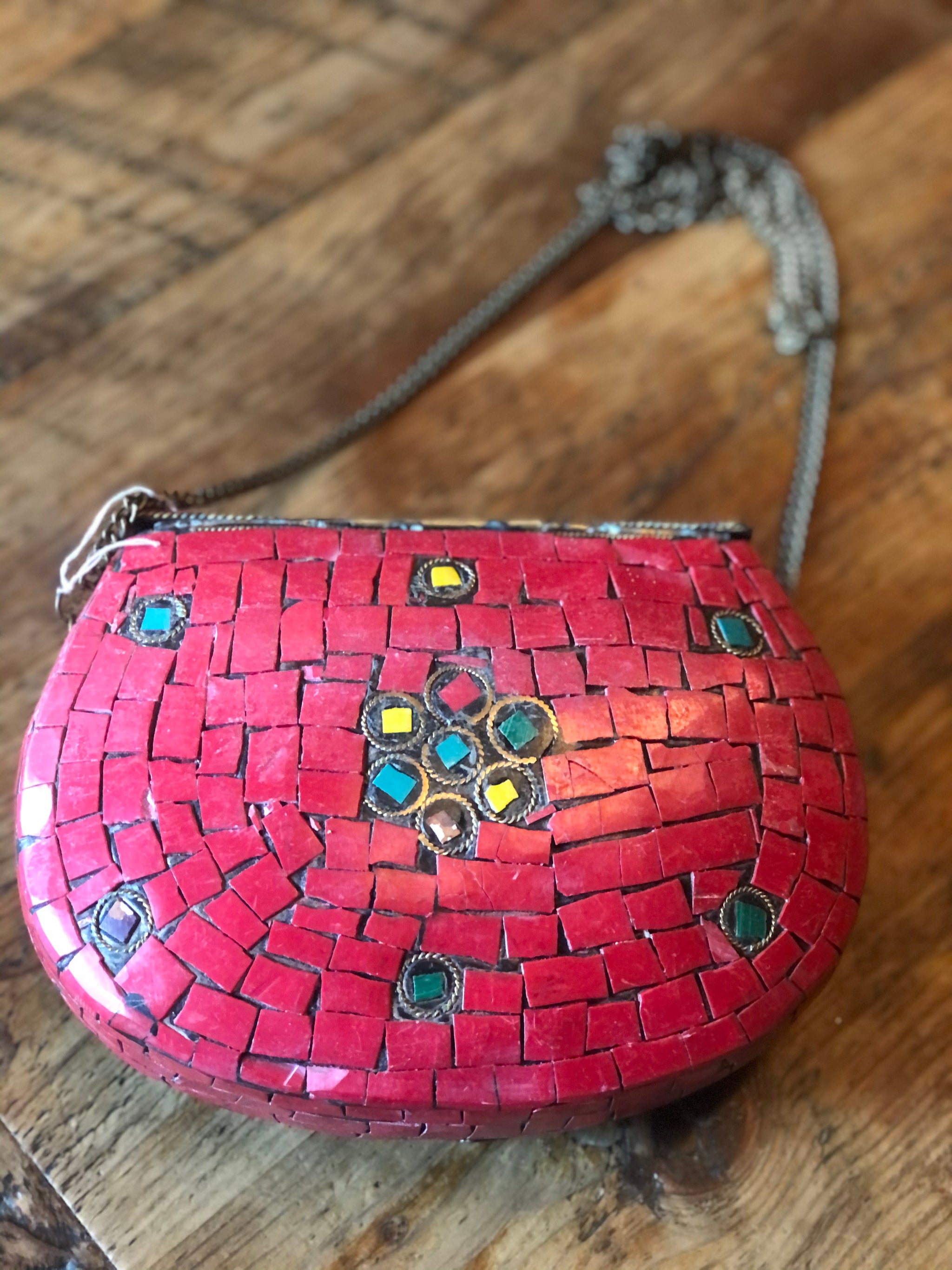 Moroccan Mosaic Bag Handmade Claret